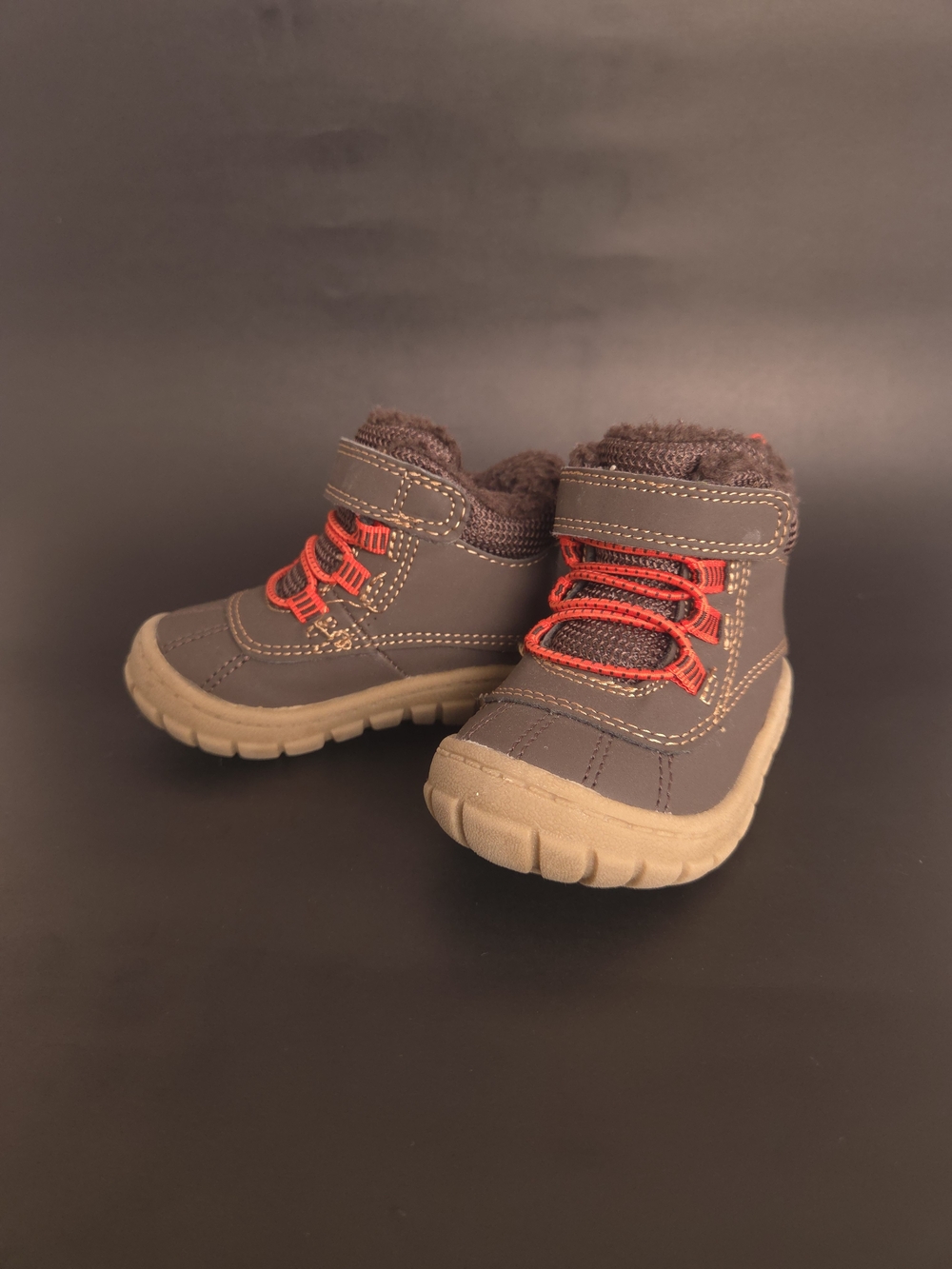 George Brown Infant Boots with Velcro Closure, Red Lace Accents - Size 4